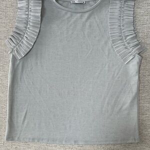 Zara Gray Ruffled Tank Top